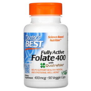 Doctor's Best Fully Active Folate 400 with Quatrefolic 400 mcg 90 Veggie Caps 753950002623