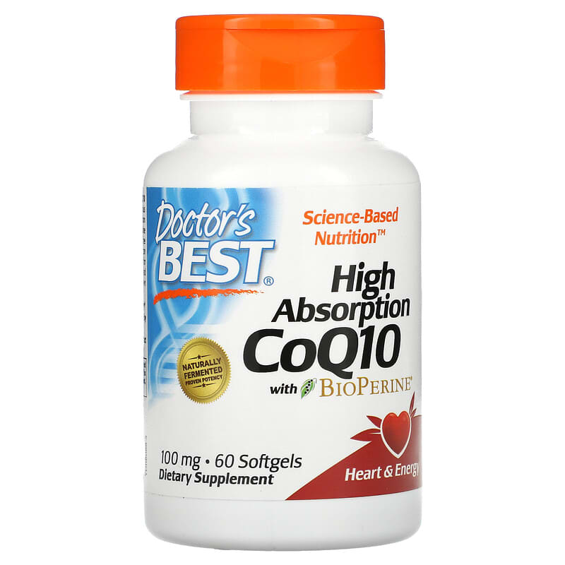 Doctor's Best High Absorption CoQ10 with BioPerine 100 mg 60 Softgels 1 Doctor's Best High Absorption CoQ10 with BioPerine 100 mg 60 Softgels 753950000889