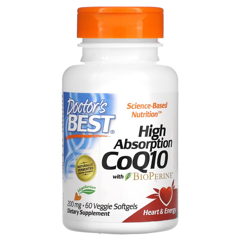 Doctor's Best High Absorption CoQ10 with BioPerine 200 mg 60 Veggie Softgels 1 Doctor's Best High Absorption CoQ10 with BioPerine 200 mg 60 Veggie Softgels 753950004122