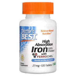 Doctor's Best High Absorption Iron with Ferrochel 27 mg 120 Tablets 753950004597