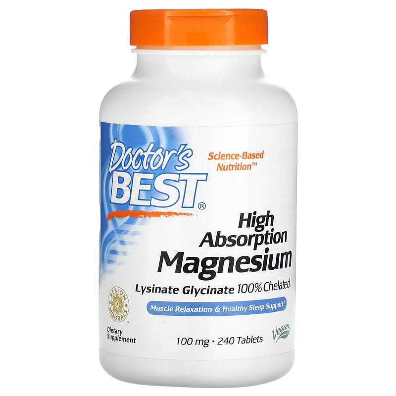 Doctor's Best High Absorption Magnesium 100% Chelated with Albion Minerals 100 mg 240 viên 1 Doctor's Best High Absorption Magnesium 100 mg 240 Tablets 753950000872
