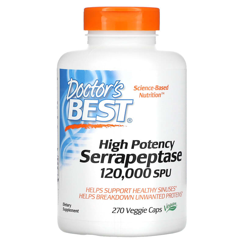 Doctor's Best High Potency Serrapeptase 120,000 SPU 270 viên 1 Doctor's Best High Potency Serrapeptase 120.000 SPU 270 Veggie Caps 753950003071