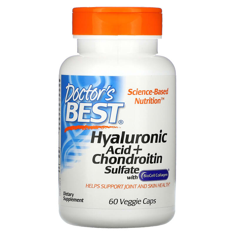 Doctor's Best Hyaluronic Acid + Chondroitin Sulfate with BioCell Collagen 60 viên 1 Doctor's Best Hyaluronic Acid + Chondroitin Sulfate with BioCell Collagen 60 Veggie Caps 753950001466