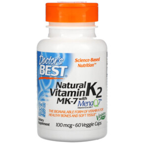 Doctor's Best Natural Vitamin K2 MK-7 with MenaQ7 100 mcg 60 Veggie Caps 753950003347