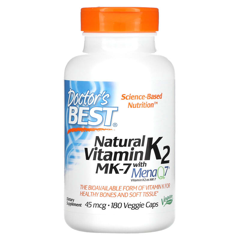 Doctor's Best Natural Vitamin K2 MK-7 with MenaQ7 45 mcg 180 viên 1 Doctor's Best Natural Vitamin K2 MK-7 with MenaQ7 45 mcg 180 Veggie Caps 753950003569
