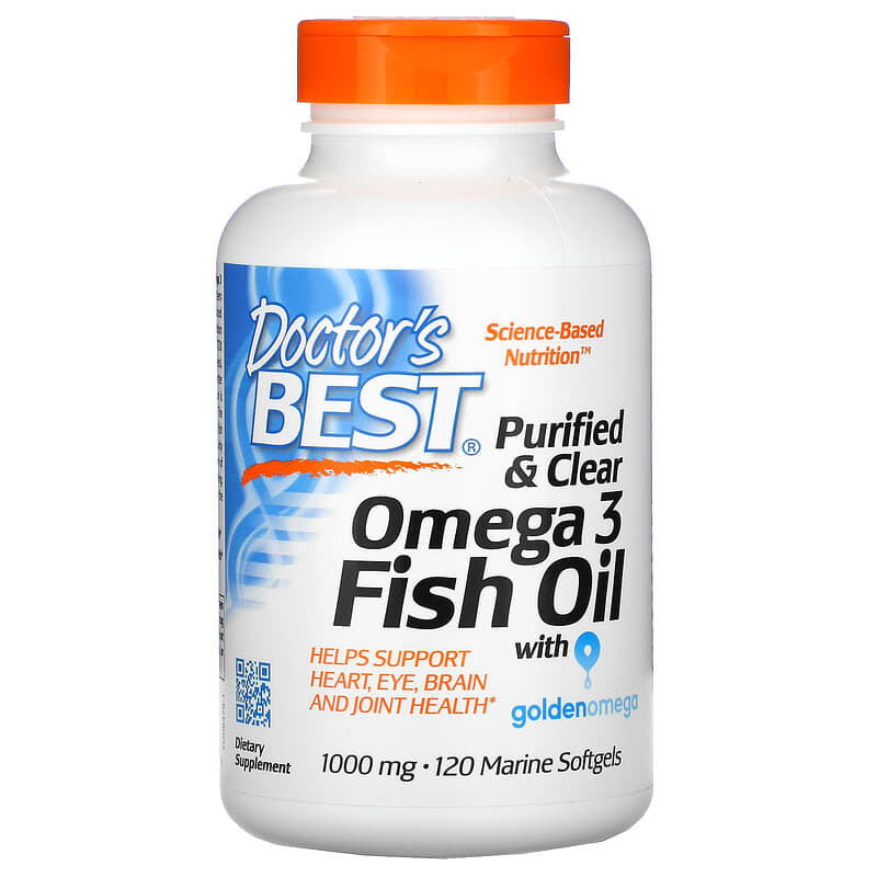 Doctor's Best Purified & Clear Omega 3 Fish Oil with Goldenomega 1,000 mg 120 Marine Softgels 1 Doctor's Best Purified & Clear Omega 3 Fish Oil with Goldenomega 1.000 mg 120 Marine Softgels 753950004788