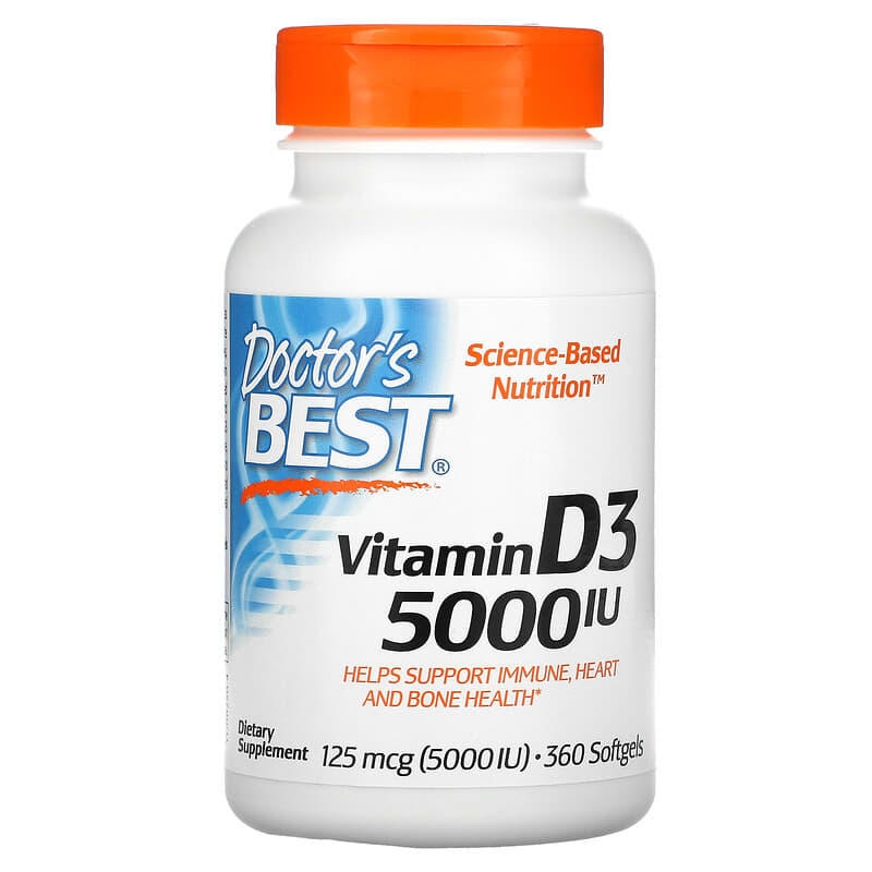 Doctor's Best Vitamin D3 125 mcg (5,000 IU) 360 Softgels 1 Doctor's Best Vitamin D3 125 mcg (5.000 IU) 360 Softgels 753950002500