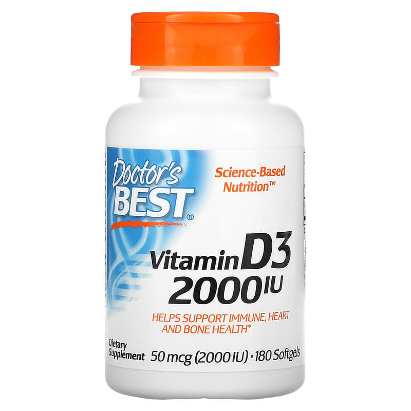 Doctor's Best Vitamin D3 50 mcg (2,000 IU) 180 Softgels 1 Doctor's Best Vitamin D3 50 mcg (2.000 IU) 180 Softgels 753950002104