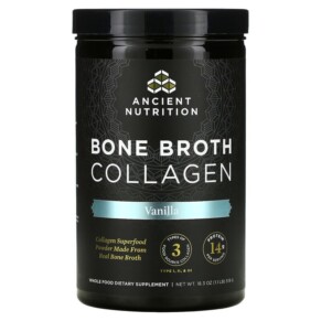 Dr. Axe / Ancient Nutrition Bone Broth Collagen Vanilla 1.1 lbs (519 g) 816401020390