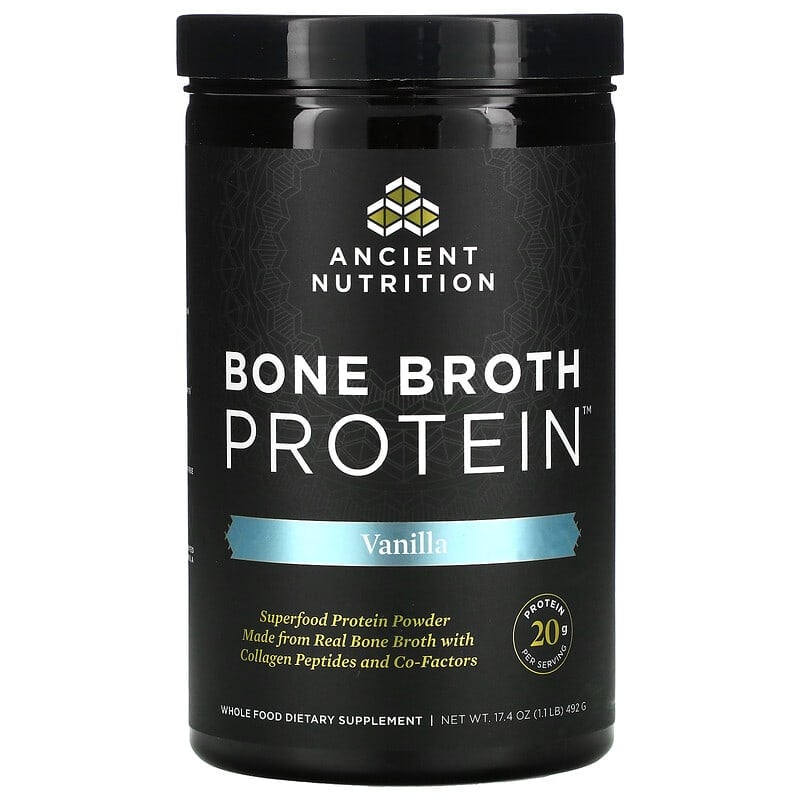 Dr. Axe / Ancient Nutrition Bone Broth Protein Vanilla 17.4 oz (492 g) 1 Dr. Axe / Ancient Nutrition Bone Broth Protein Vanilla 17.4 oz (492 g) 816401020017