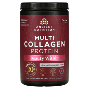 Dr. Axe / Ancient Nutrition Multi Collagen Protein Beauty Within Guava Passionfruit 1.14 lb (517.5 g) 816401024657