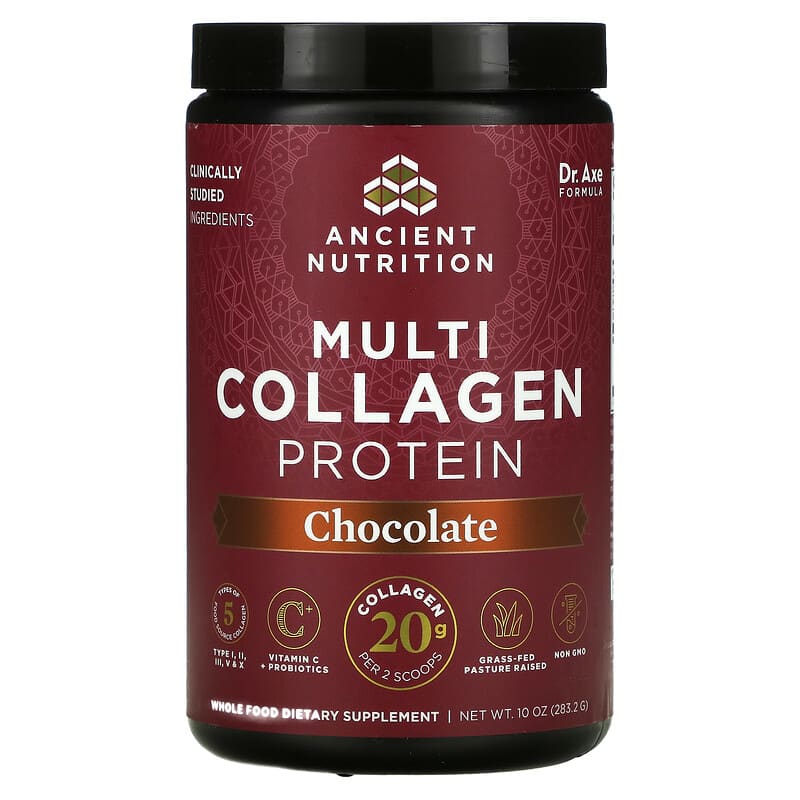 Dr. Axe / Ancient Nutrition Multi Collagen Protein Chocolate 10 oz (283.2 g) 1 Dr. Axe / Ancient Nutrition Multi Collagen Protein Chocolate 10 oz (283.2 g) 816401022202