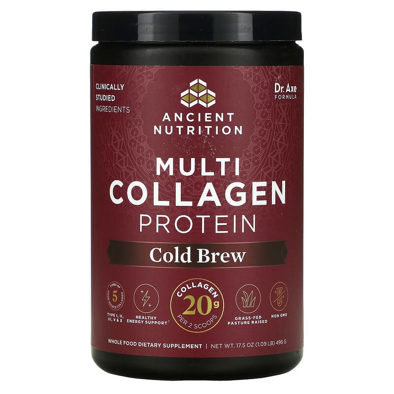 Dr. Axe / Ancient Nutrition Multi Collagen Protein Cold Brew 1.09 lb (496 g) 1 Dr. Axe / Ancient Nutrition Multi Collagen Protein Cold Brew 1.09 lb (496 g) 816401022516