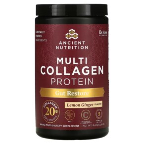 Dr. Axe / Ancient Nutrition Multi Collagen Protein Gut Restore Lemon Ginger 8.4 oz (238 g) 816401022332