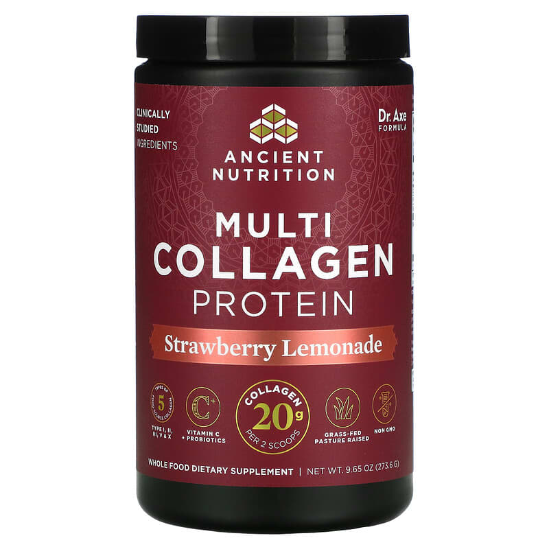 Dr. Axe / Ancient Nutrition Multi Collagen Protein Strawberry Lemonade 9.65 oz (273.6 g) 1 Dr. Axe / Ancient Nutrition Multi Collagen Protein Strawberry Lemonade 9.65 oz (273.6 g) 816401024473