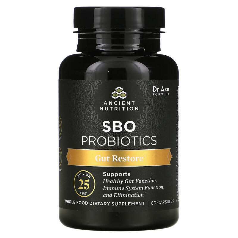 Dr. Axe / Ancient Nutrition SBO Probiotics Gut Restore 25 Billion CFU 60 Capsules 1 Dr. Axe / Ancient Nutrition SBO Probiotics Gut Restore 25 Billion CFU 60 Capsules 816401025425