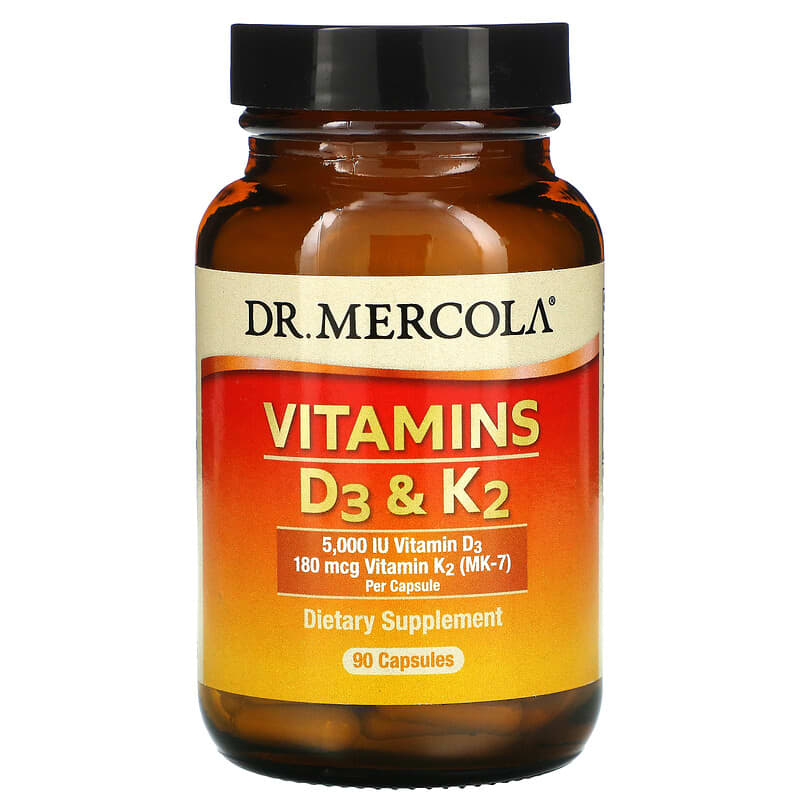 Dr. Mercola Vitamins D3 & K2 90 viên 1 Dr. Mercola Vitamins D3 & K2 90 Capsules 813006019965