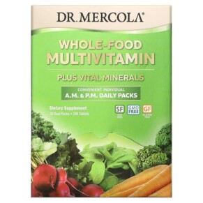 Dr. Mercola Whole-Food Multivitamin A.M. & P.M. Daily Packs 30 Dual Packs 810487032230