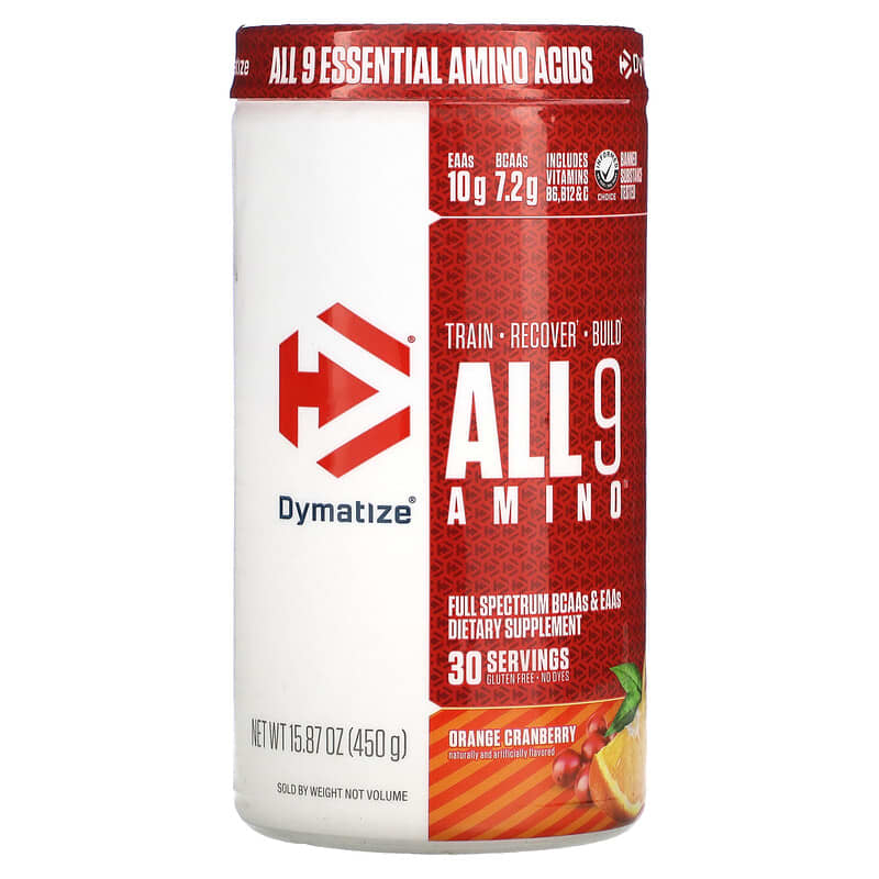 Dymatize ALL9AMINO Orange Cranberry 15.87 oz (450 g) 1 Dymatize ALL9AMINO Orange Cranberry 15.87 oz (450 g) 705016181025