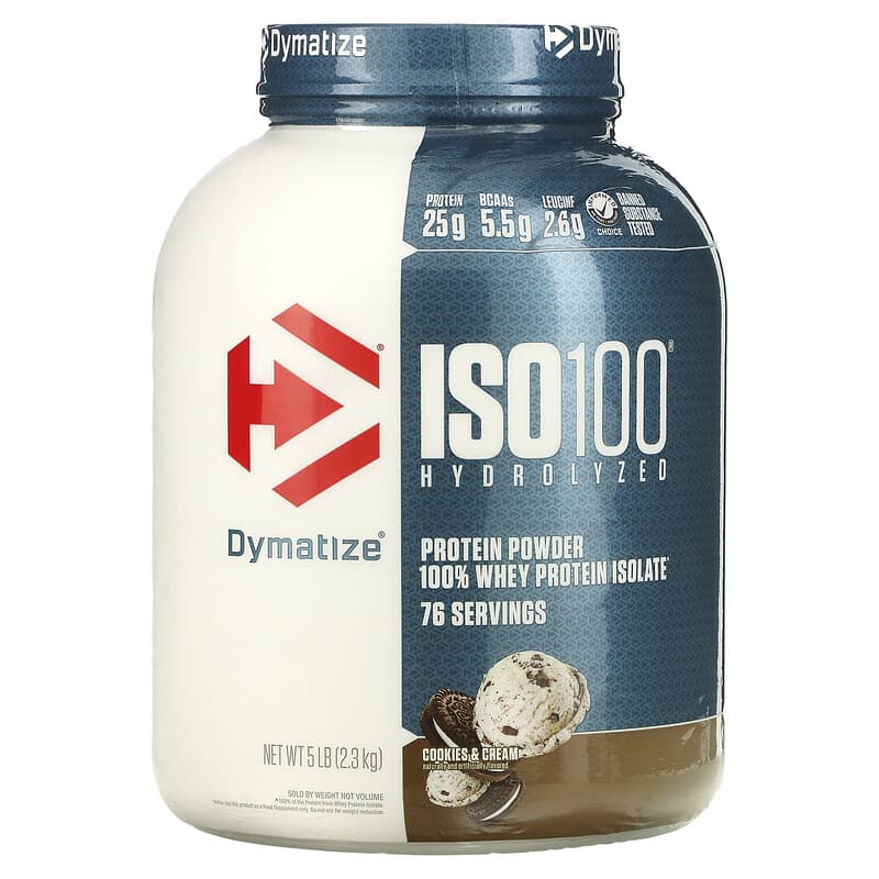 Dymatize ISO100 Hydrolyzed 100% Whey Protein Isolate Cookies & Cream 5 lb (2.3 kg) 1 Dymatize ISO100 Hydrolyzed 100% Whey Protein Isolate Cookies & Cream 5 lb (2.3 kg) 705016353200