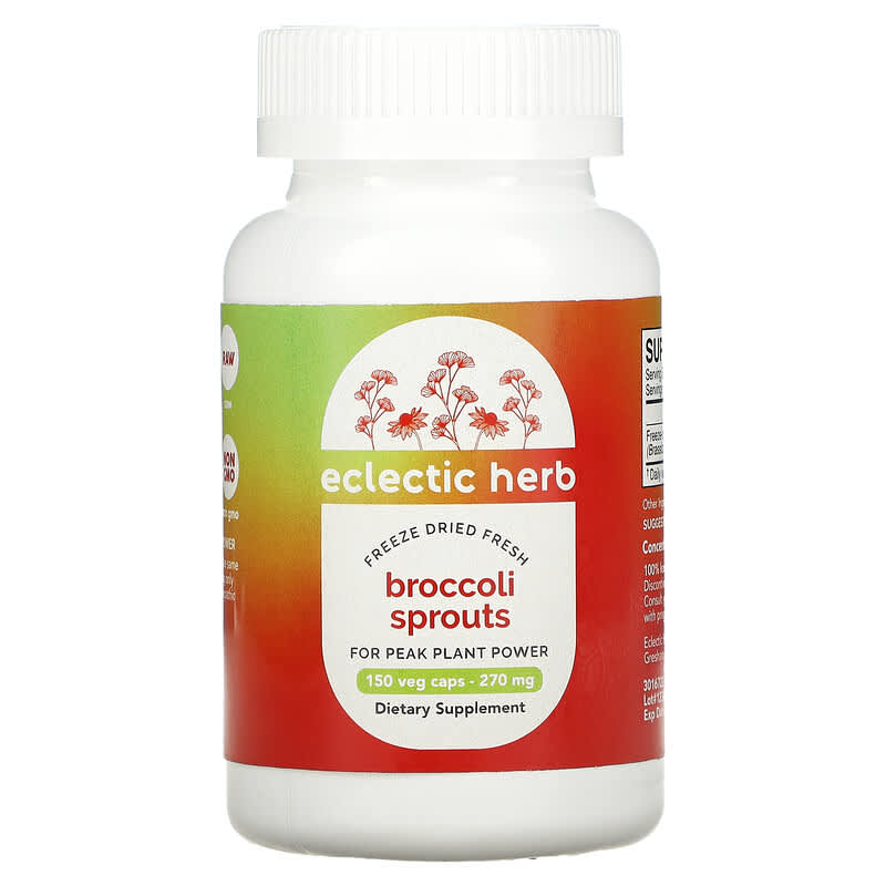 Eclectic Institute Raw Fresh Freeze-Dried Broccoli Sprouts 270 mg 150 Non-GMO Veg Caps 1 Eclectic Institute Freeze Dried Fresh Broccoli Sprouts 270 mg 150 Veg Caps 023363301676
