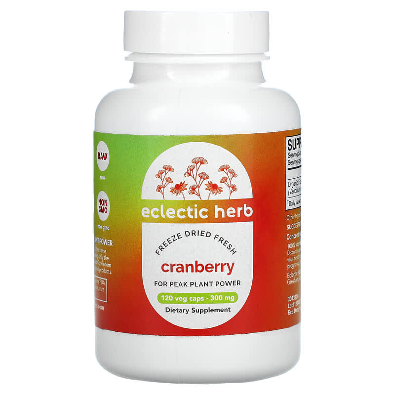 Eclectic Institute Freeze Dried Fresh Cranberry 300 mg 120 Veg Caps 1 Eclectic Institute Freeze Dried Fresh Cranberry 300 mg 120 Veg Caps 023363301386