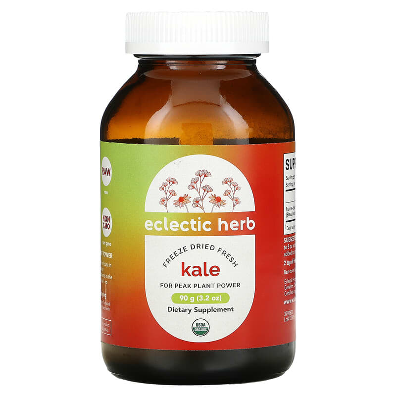 Eclectic Institute Raw Fresh Freeze-Dried Kale Whole Food POWder 3.2 oz (90 g) 1 Eclectic Institute Freeze Dried Fresh Kale 3.2 oz (90 g) 023363379286