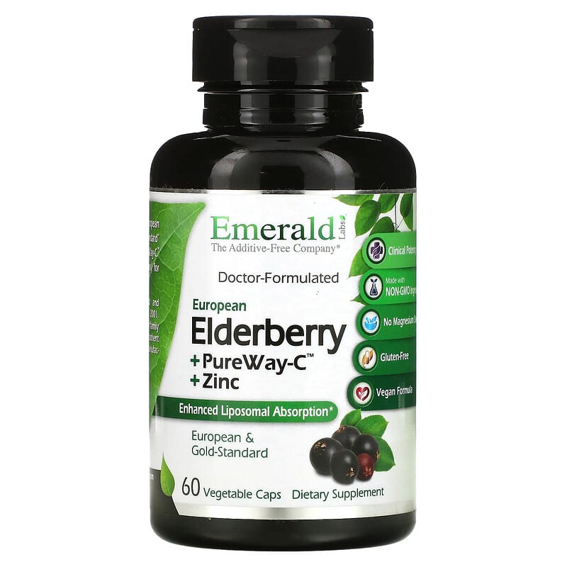 Emerald Laboratories Elderberry + PureWay C + Zinc 60 Vegetable Caps 1 Emerald Laboratories Elderberry + PureWay C + Zinc 60 Vegetable Caps 743650003600