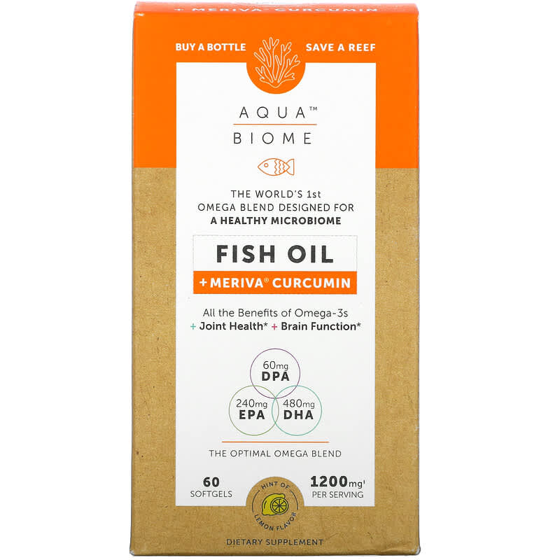 Enzymedica Aqua Biome Fish Oil + Meriva Curcumin Lemon 1,200 mg 60 Softgels 1 Enzymedica Aqua Biome Fish Oil + Meriva Curcumin Lemon 600 mg 60 Softgels 670480100011