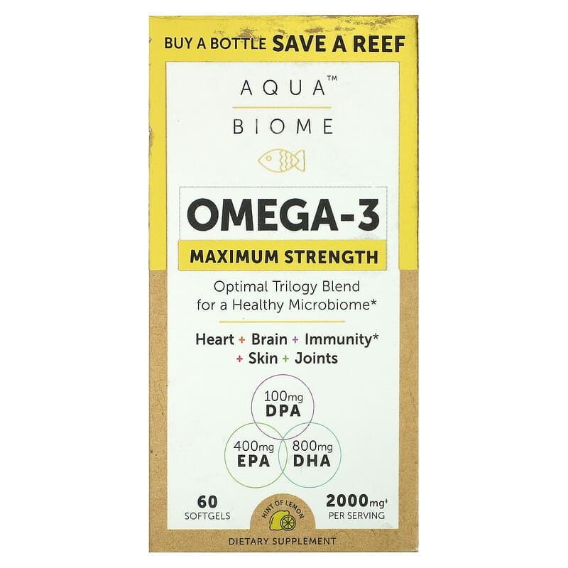 Enzymedica Aqua Biome Fish Oil Maximum Strength Lemon 1,000 mg 60 Softgels 1 Enzymedica Aqua Biome Omega-3 Maximum Strength Lemon 1.000 mg 60 Softgels 670480100127