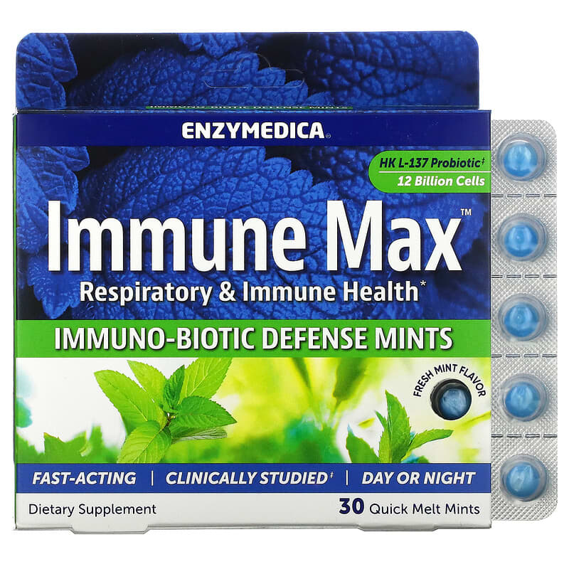 Enzymedica Immune Max Immuno-Biotic Defense Mints Fresh Mint 30 Quick Melt Mints 1 Enzymedica Immune Max Immuno-Biotic Defense Mints Fresh Mint 30 Quick Melt Mints 670480101131