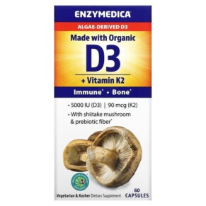 Enzymedica Organic D3 + Vitamin K2 60 Capsules 670480101292