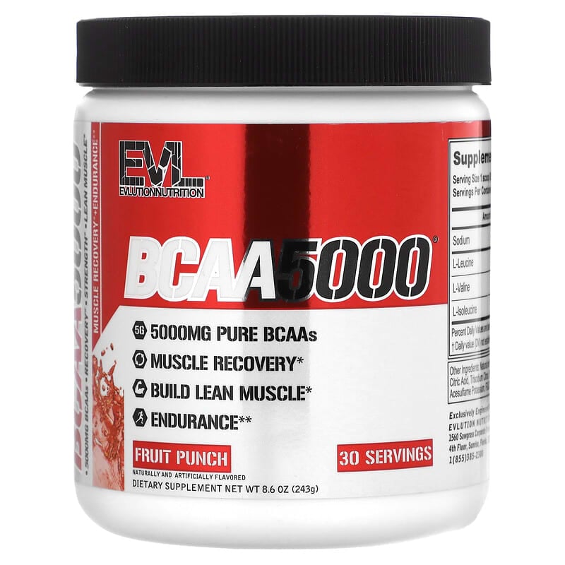 EVLution Nutrition BCAA 5000 Fruit Punch 8.6 oz (243 g) 1 EVLution Nutrition BCAA 5000 Fruit Punch 8.6 oz (243 g) 818901022706