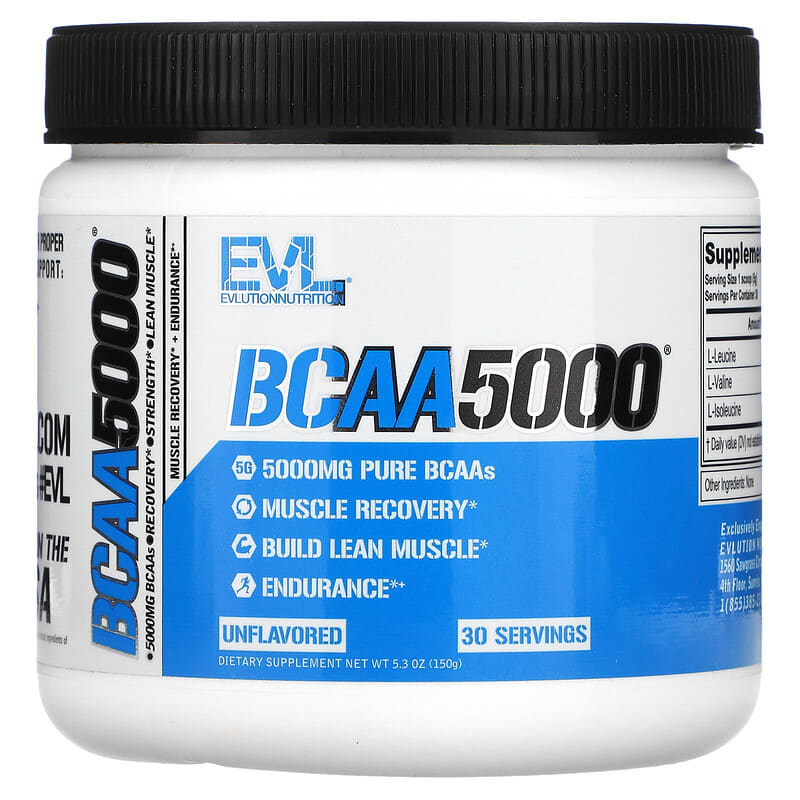 EVLution Nutrition BCAA5000 Unflavored 5.000 mg 5.3 oz (150 g) 1 EVLution Nutrition BCAA5000 Unflavored 5.000 mg 5.3 oz (150 g) 818901028159