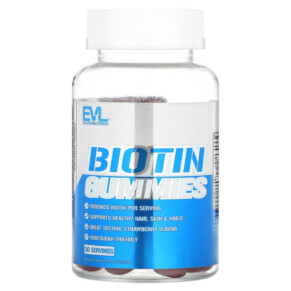 EVLution Nutrition Biotin Gummies Strawberry 2.500 mcg 60 Gummies 818901027985