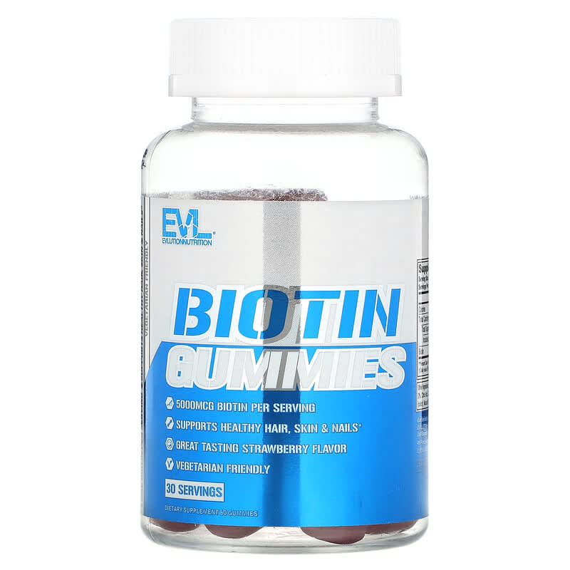 EVLution Nutrition Biotin Gummies Strawberry 2.500 mcg 60 Gummies 1 EVLution Nutrition Biotin Gummies Strawberry 2.500 mcg 60 Gummies 818901027985