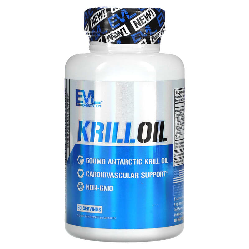 EVLution Nutrition Krill Oil 500 mg 60 Softgels 1 EVLution Nutrition Krill Oil 500 mg 60 Softgels 818901027305