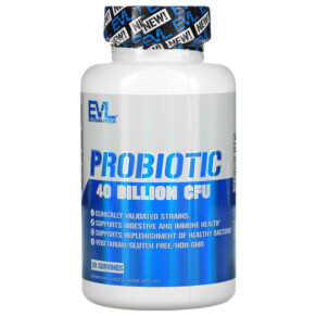 EVLution Nutrition Probiotic 40 Billion CFU 60 Veggie Capsules 818901020627
