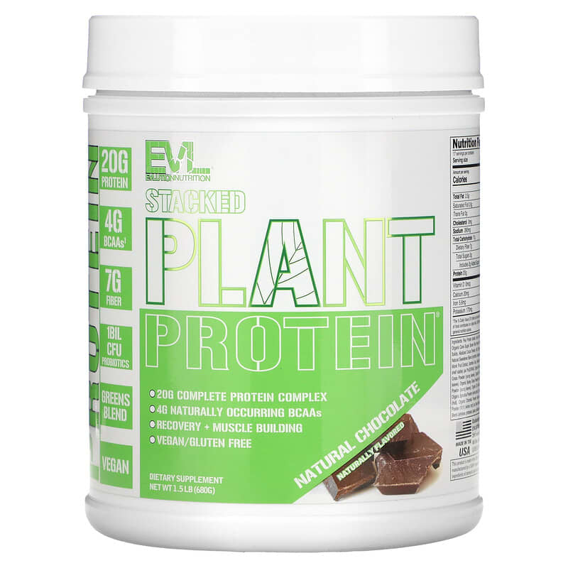 EVLution Nutrition Stacked Plant Protein Natural Chocolate 1.5 lb (680 g) 1 EVLution Nutrition Stacked Plant Protein Natural Chocolate 1.5 lb (680 g) 818901021402