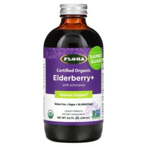 Flora Certified Organic Elderberry+ with Echinacea Immune Support 8.5 fl oz (250 ml) 061998628041