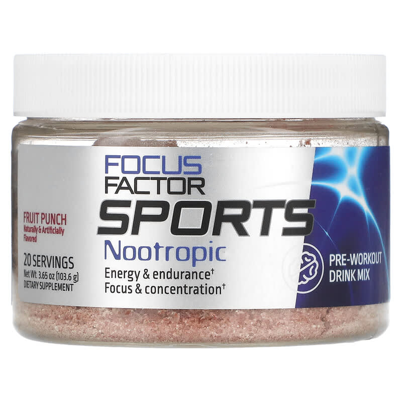 Focus Factor Sports Nootropic Pre-workout Drink Mix Fruit Punch 3.65 oz (103.6 g) 1 Focus Factor Sports Nootropic Pre-workout Drink Mix Fruit Punch 3.65 oz (103.6 g) 811909033699
