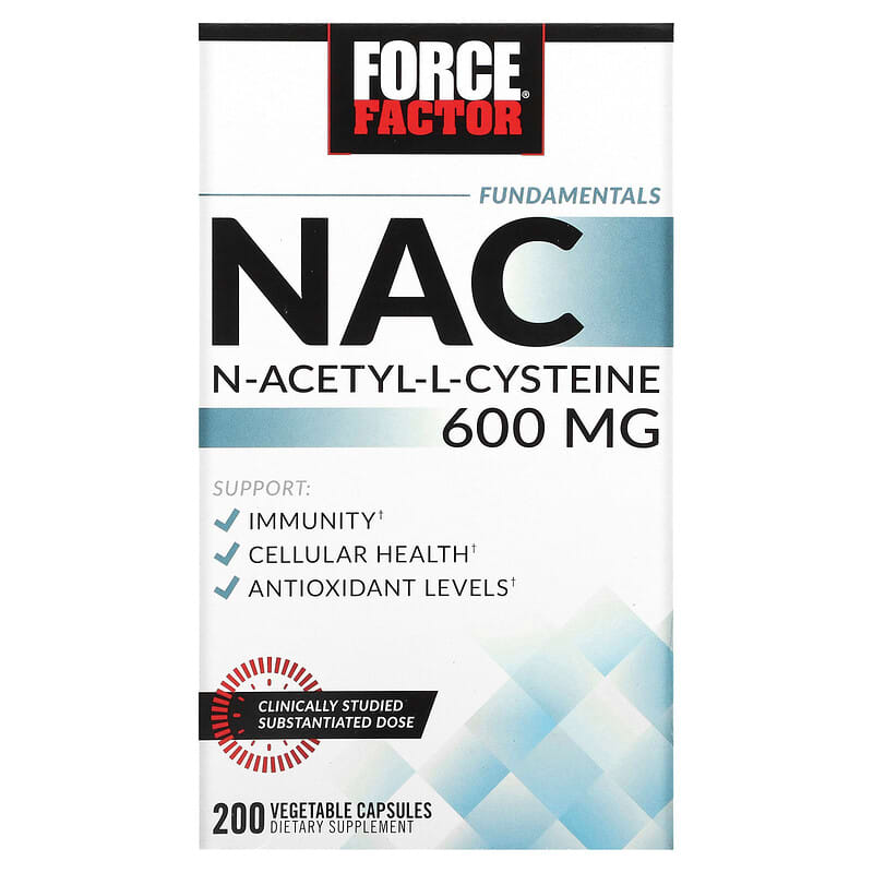 Force Factor Fundamentals NAC N-Acetyl-L-Cysteine 600 mg 200 Vegetable Capsules 1 Force Factor Fundamentals NAC N-Acetyl-L-Cysteine 600 mg 200 Vegetable Capsules 818594018574