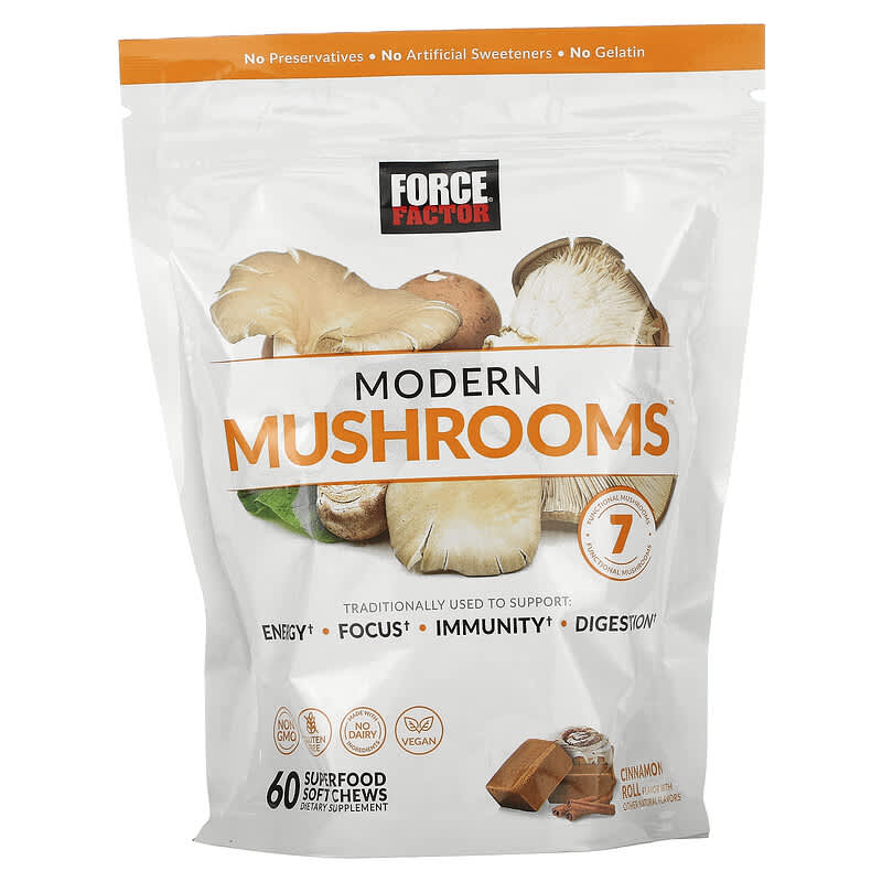 Force Factor Modern Mushrooms Cinnamon Roll 60 Soft Chews 1 Force Factor Modern Mushrooms Cinnamon Roll 60 Soft Chews 818594019519
