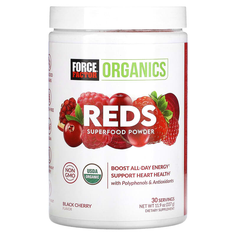 Force Factor Organics Reds Superfood Powder Black Cherry 11.9 oz (337 g) 1 Force Factor Organics Reds Superfood Powder Black Cherry 11.9 oz (337 g) 818594018970