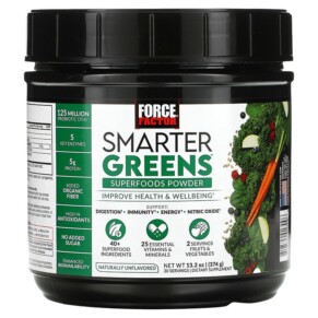 Force Factor Smarter Greens Superfood Powder Unflavored 13.2 oz (374 g) 818594017096