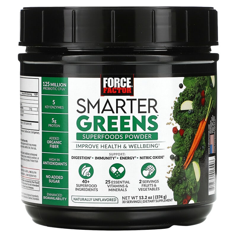 Force Factor Smarter Greens Superfood Powder Unflavored 13.2 oz (374 g) 1 Force Factor Smarter Greens Superfood Powder Unflavored 13.2 oz (374 g) 818594017096