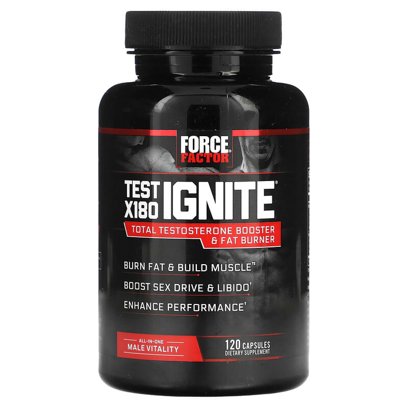 Force Factor Test X180 Ignite Total Testosterone Booster & Fat Burner 120 Capsules 1 Force Factor Test X180 Ignite Total Testosterone Booster & Fat Burner 120 Capsules 818594011131