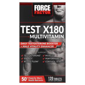 Force Factor Test X180 Multivitamin + Testosterone Booster 120 Tablets 818594016860