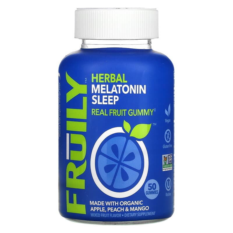 Fruily Herbal Melatonin Sleep with Organic Apple Peach & Mango Mixed Fruit 50 Gummies 1 Fruily Herbal Melatonin Sleep with Organic Apple Peach & Mango Mixed Fruit 50 Gummies 850019556087