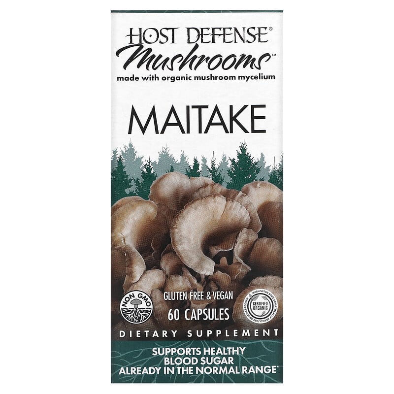 Fungi Perfecti Mushrooms Organic Maitake 60 viên 1 Fungi Perfecti Host Defense Host Defense Mushrooms Maitake 60 Capsules 633422031521